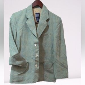 Vintage GAP Women's Light Green Subtle Plaid Blazer Linen Medium